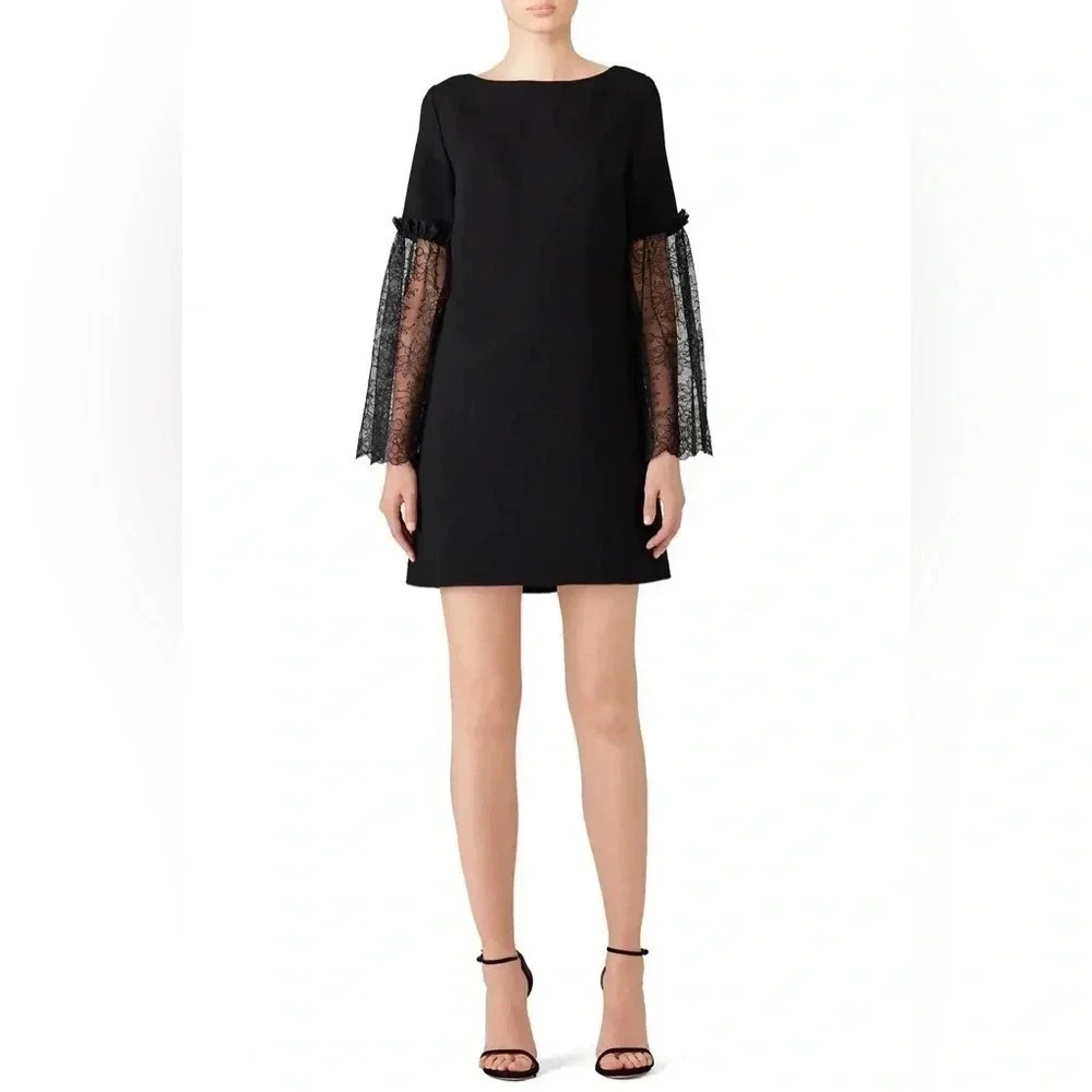 Slate & Willow Black Lace Sleeve Cut Out Back Dress size 0